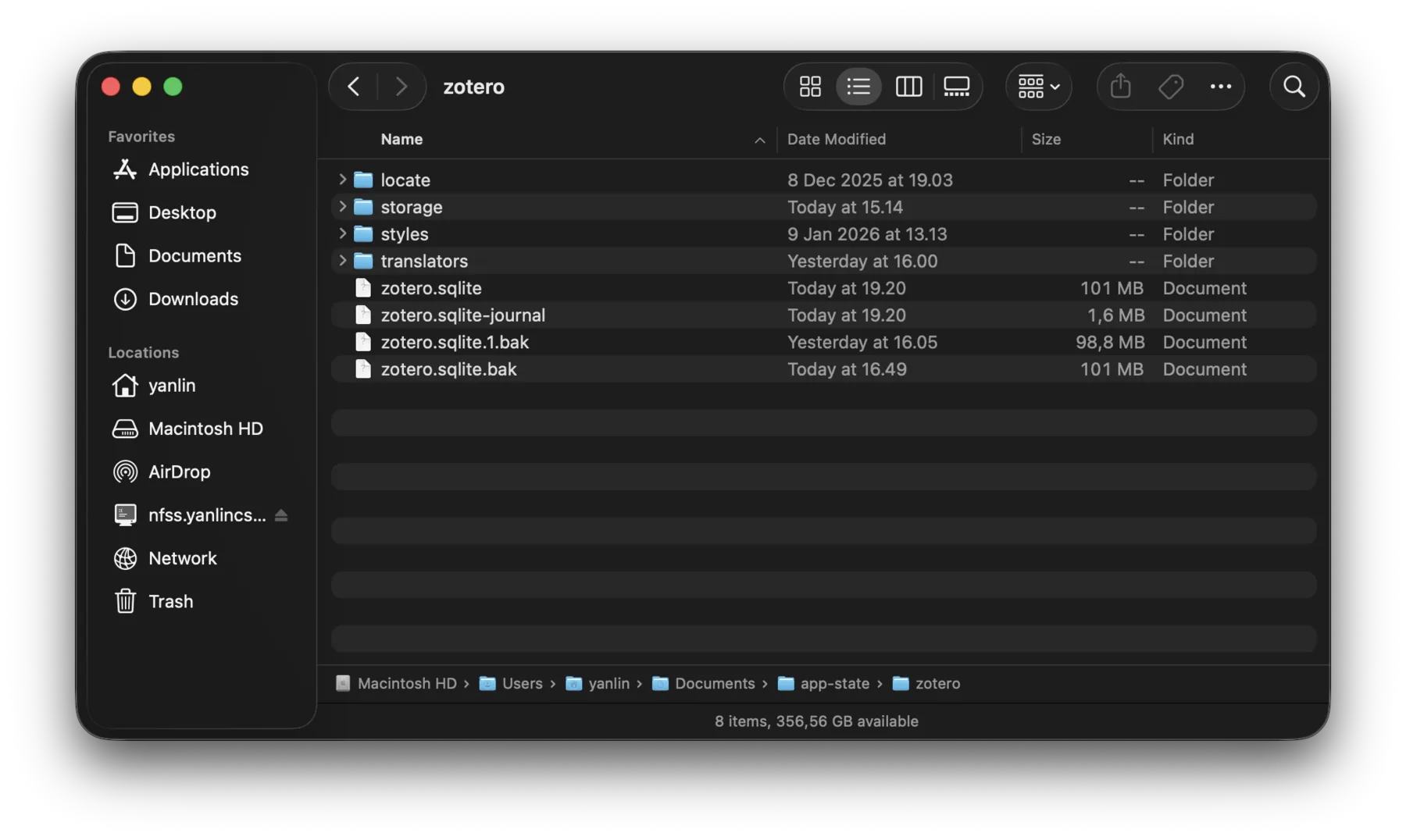 Zotero folder structure